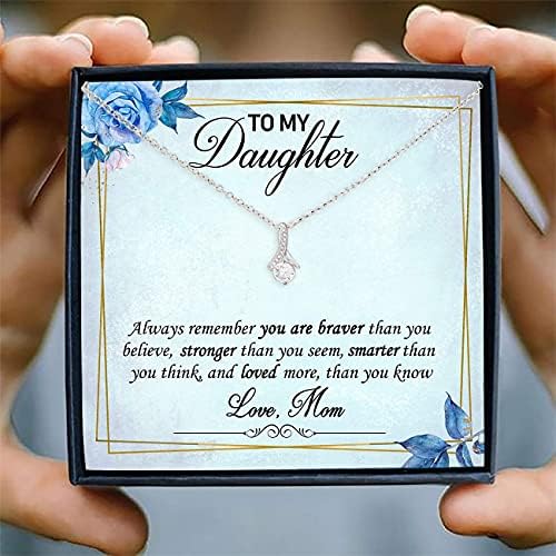 Картичка с Послание, Колие ръчна изработка - за Дъщеря ми Огърлица - Очарователна Красота Колие с Висулка - Персонални