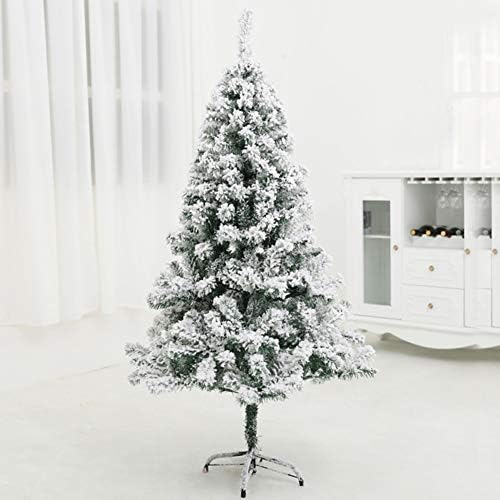 Коледно дърво ZPEE Със Сняг флокированием, Изкуствена Бял бор на панти с метална стойка, Коледна украса, лесно за монтаж,