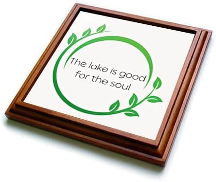 Триизмерен образ на зеления лист с текст езеро полезно за душата - влакчета (trv-364425-1)