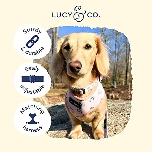 Регулируем Нашийник Lucy & Co. in The Clouds за кучета - Сладък Дизайнерски Нашийник за малки, средни и Големи кучета - Аксесоари за кучета с цип на ключалката, Големи розови Д?