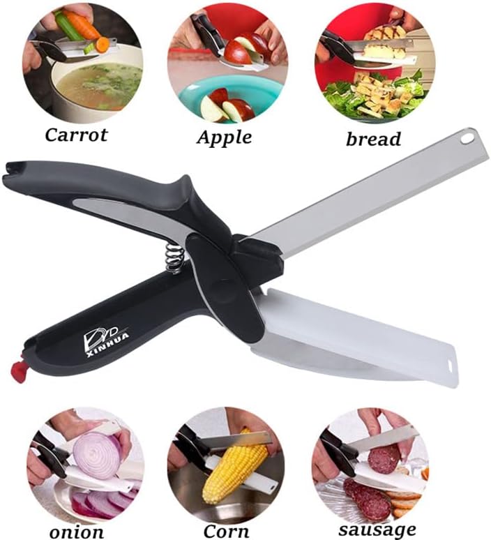 Кухненски ножици за рязане на зеленчуци, кухненски ножици за рязане на месо, вградена дъска за рязане, овощерезка за