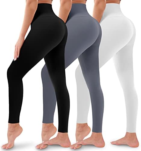 BLUEENJOY 3 Опаковки Леггинсов за жени-Подтягивающие Бедрата Панталони За йога С Висока Талия И Контрол на корема-Гамаши