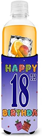 Carolin's Treasures CJ1109MUK Happy 18th Birthday Ултра-Обнималка за Тънки кутии, Охладител за консерви, Обнималка за напитки, Стираемый в колата, Обнималка за напитки, Сгъване, Втулка, Дъ