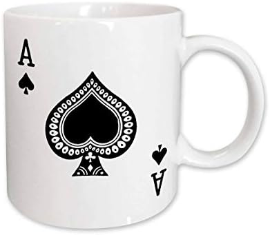 3dRose кружка_76552_1 Игрална карта Асо пика - Черна максималната боя - Подаръци за играчите на покер и бридж Керамична