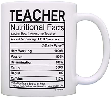 Подаръци Учител за Жени Факти за Храненето на Учителя Благодаря Подаръци Учител Забавна Чаша за Учителя 11 грама Керамични