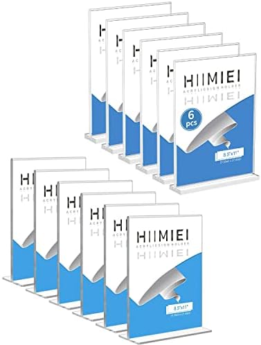 Акрилни Титуляр за Означения HIIMIEI 8.5 x 11, Тенис на Прозрачен Пластмасов Държач за Обозначаването на Двустранна Т-образна
