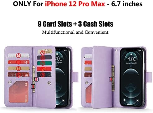 Чанта-портфейл Varikke за iPhone 12 Pro Max, Калъф за телефон iPhone 12 Pro Max с Държач за карти, Магнитни Свалящ се