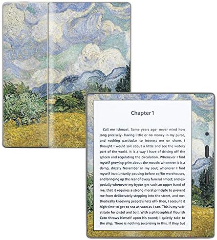 Гланцирана кожа с пайети MightySkins за Kindle Oasis 7 (9-то поколение) - Пшеница поле с Кипариси | Защитно, трайно гланцово