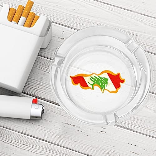Знаме на Ливан Карта Кръгла Тежка Стъклен Пепелник Тенис на Титуляр на тютюнопушенето Пепел за Домашния Офис Декоративна