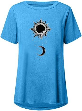 Тениски с къс ръкав За Момичета С деколте Лодка Луната Слънцето Ежедневна Блуза Бюстие Тениски Дамски 0O