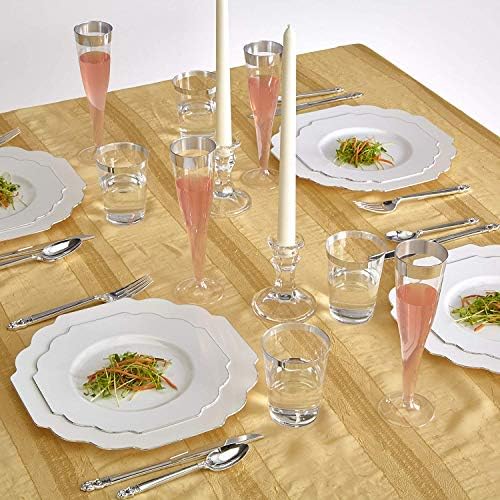 Елегантни пластмасови чинии за партита и ръб (10 бр), за Еднократна употреба десертни чинии за повишена здравина за сватбени