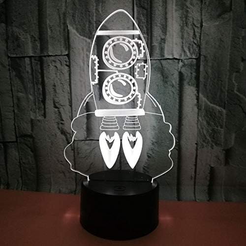 Jinnwell 3D Ракета Нощно Лампа Илюзията за нощна светлина В 7 Цвята което променя Сензорен Прекъсвач Настолни Лампи за Маса Декорация с Акрил на Плосък КОРЕМ в Основата ?