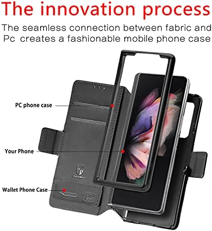 за Samsung Galaxy Z Fold 4 Калъф, Чанта-Портфейл от изкуствена кожа Защитен Калъф За телефон, Отделение за магнитни карти,