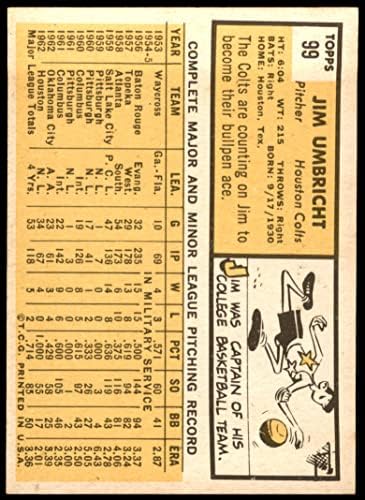 1963 Topps 99 Джим Умбрихт Хюстън Колт 45s (Бейзболна картичка), БИВШ Колт 45s