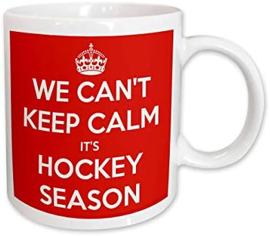 3dRose mug_171922_1 Ние не можем да се запази спокойствие по хокей сезон, Червено-бялата керамична чаша, 11 грама