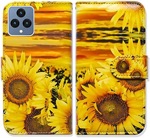 Калъф Bcov REVVL 6 5G, Панти Калъф за телефон Sunflowers Небе, една Чанта-Портфейл с Отделения за карти, Поставка за
