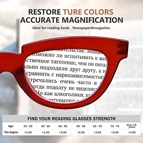 Очила за четене Eyekepper Half Moon за Жени, Големи Женски Ридеры - Червено +1.25