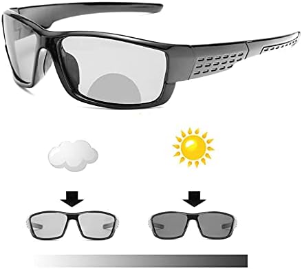 mincl Преходни фотохромичните бифокални очила за четене, мъжки предпазни спортни квадратни слънчеви очила за четене,
