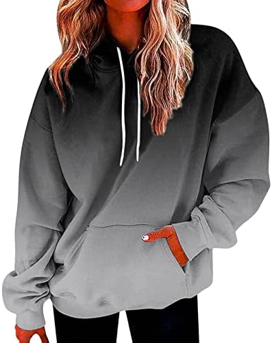 NOKMOPO дамски потник Дамски модни свободни ежедневни пуловер-туника с градиентным модел за всеки ден с дълъг ръкав