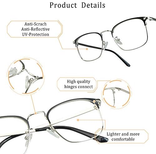 Очила в кръгла рамка от алуминиеви LifeArt, Блокер Синя Светлина Очила За четене + 2,75 Увеличаване на