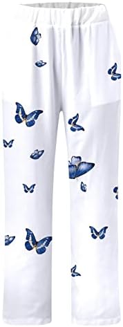 Дамски Панталон с Принтом Пеперуди и Джобове, с Дълги широки Панталони, Памучни Всекидневни Спортни Панталони За Джогинг