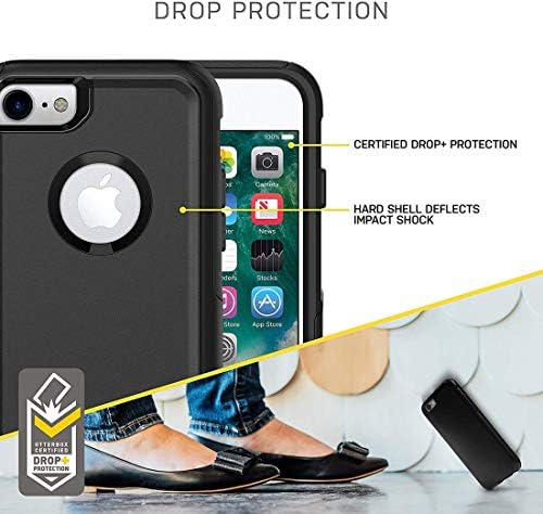 Безплатен калъф Defender за iPhone 7 Plus, калъф за iPhone 8 Plus с клипс за колан (САМО). Поставка за крака, Кобур, Сверхпрочная, Вградено защитно фолио за екрана-Черен