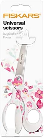 Ножици Fiskars, Пластмаса и стомана, Розово-бели, 5,71 x 10,64 x 27,43 см