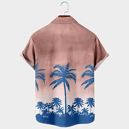 Мъжки Ризи,Мъжки Хавайска Риза С Джоб, Мъжки Ризи С Цветен Модел, Плажни Ризи Aloha Копчета С Къс Ръкав