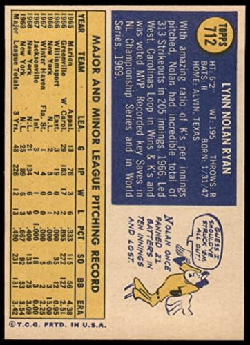 1970 Topps 712 Нолан Райън Ню Йорк Метс (Бейзболна картичка) EX/MT Метс