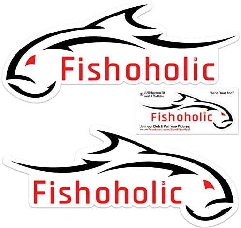 Водоустойчив стикер с риба Fishoholic - Само 3 етикети. Чудесен подарък за риболов, който можете да окачите на прозореца, Броня, Кораб, Камион, Кола, Кафеена Чаша за Рибар-З