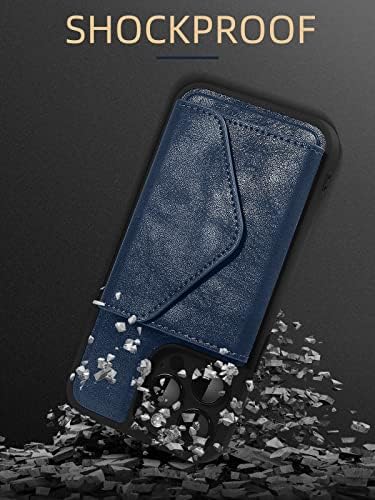 Wrukklca е Съвместим с калъф-портфейл iPhone 14 Pro, Калъф за телефон от изкуствена кожа с държач за карти, Калъф-стойка