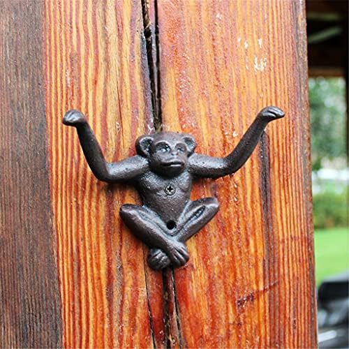 XJJZS Антични Маймуна Чугун Монтиране на Куката с 2 закачалки, изработени Акценти За Фермерска Къща от Ръчно изработени
