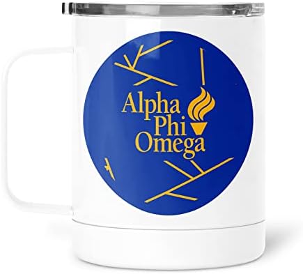 greeklife.store Пътна чаша Alpha Фи Omega от неръждаема стомана 13 грама (Alpha Фи Omega 1)