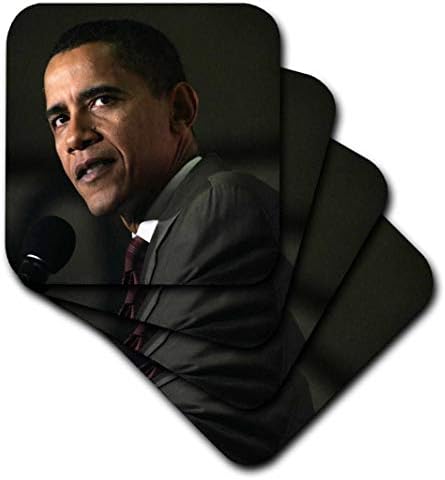 Поставка за керамични плочки 3dRose LLC Барак Обама, Комплект от 8