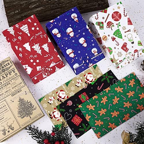 MIMIND 72 Броя 9,4x5x3 Инча Коледни Хартиени Торбички за Подаръци на 6 Дизайнерски Подарък изработка на опаковки за шоколадови