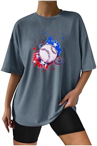 Дамски Ризи Извънгабаритни Графични Тениски, Ежедневни Свободни Бейзболни Блузи С Къс Ръкав И Принтом Летните Модни Блузи С Къс Ръкав