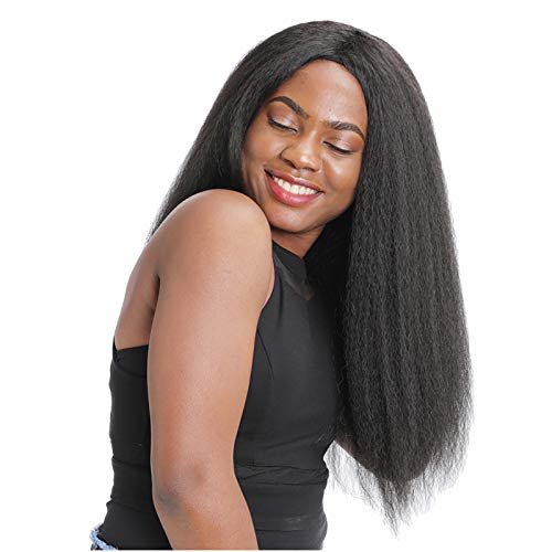 Перука GUENZY дълга прическа за коса прическа извратени микро-извратени женски черна перука 2x6 Закопчалката 20 инча (черен, един размер)