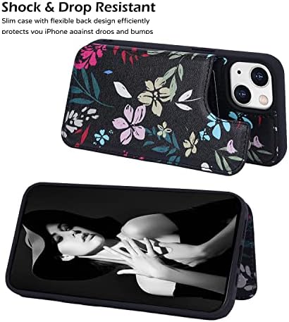 Женската чанта-портфейл FLYEE за телефон, съвместим с iPhone 14, с държач за карти, от висококачествена естествена кожа