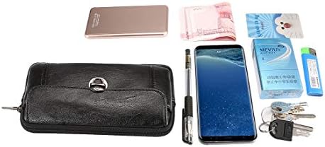 мъжки портфейл с щипка за телефон, кожена поясная чанта за мобилен телефон, съвместима с iPhone 11 Pro Max, XS Max, 8