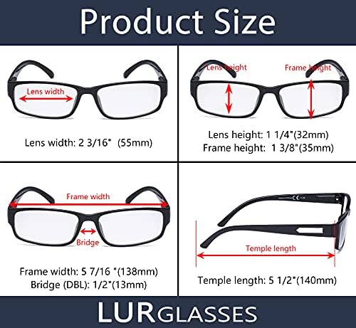 Очила за четене LUR за мъже - 4 комплекта Ридеров включват Слънчеви очила за четене