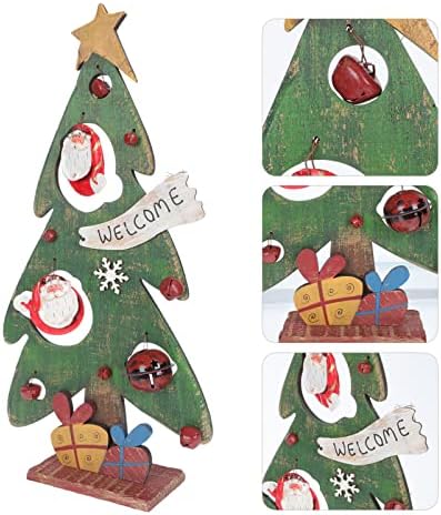4шт Дървена Коледна Забавно Модел с Централно Декор на Сцена В Саксии Ретро Коледна Маса Приветствие Украса Украса на