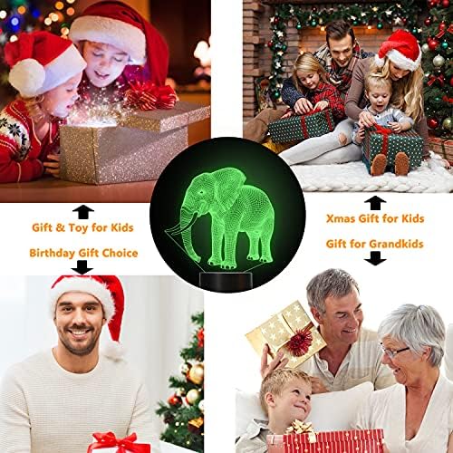 Подаръци под формата на Слон FULLOSUN, 3D лека нощ за деца, 16 цвята, Смяна на 3D Иллюзионный лампа с дистанционно управление