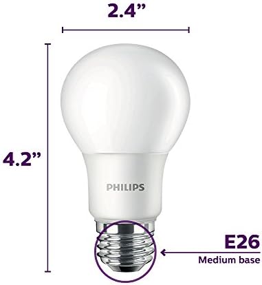 Матова led крушка Philips A19 без регулиране на яркостта: 800 Лумена, 5000 Кельвинов, 9 W (еквивалент на 60 W), Цокъл