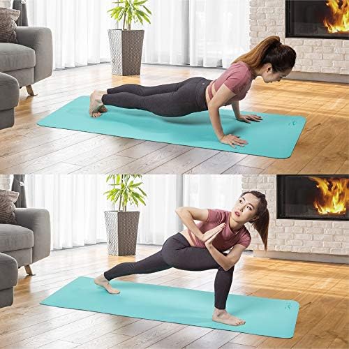 Килимче за йога C. Park Fitness от ТПЭ с каишка - килимче за йога специална дебелина 4 мм - Двупосочен нескользящий килимче