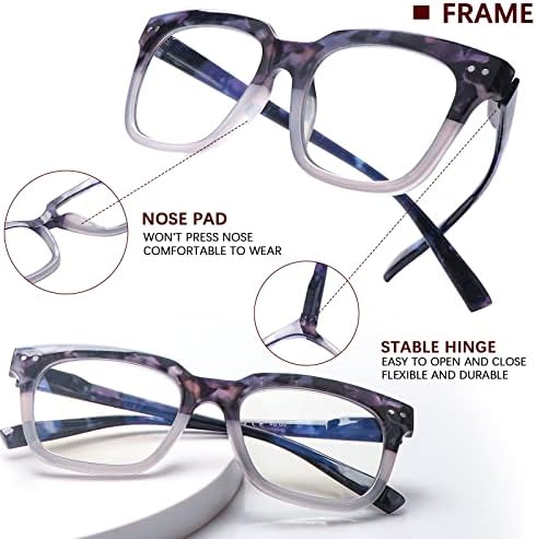 MAEOWN, 5 Опаковки Очила за четене, Блокиране на Синя Светлина, Модерен Дамски Ридеры, Компютърни Кутия Пантите, Квадратни Очила за Жени