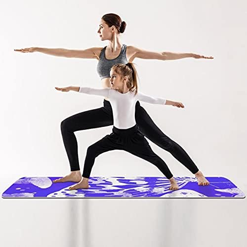 Дебел нескользящий постелката за йога и фитнес 1/4 с лилаво принтом Пеперуди за практикуване на Йога, Пилатес и фитнес