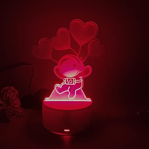 Нощна лампа TIMESO 3D Illusion, Нощни Нощни Лампи със Смяната на цветове, Нощни Нощни Лампи, Балон във формата на Сърце