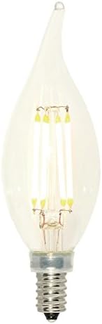 Уестингхаус Lighting 4317000 Led лампа с нишка нажежаема 4,5 (Еквивалентни на 60 W) CA11, База като Канделябра, С регулируема яркост, Бистра