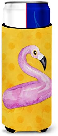 Caroline's Treasures BB8257TBC Flamingo Floaty Жълто На Точки За Обнимашек за Високи Момчета, Калъф за Обнимашек с охлаждащ ръкав, Може да се Пере В Кола, Калъф за Обнимашек За напитки, Сг