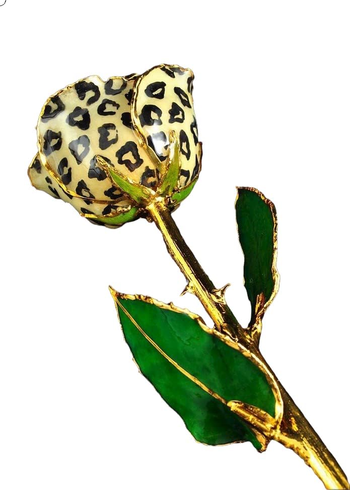 Декорации на Цветя Теми, Леопардовая Роза със Златна тапицерия, Бяла с Черни Петна, Изработени по Поръчка Кутия